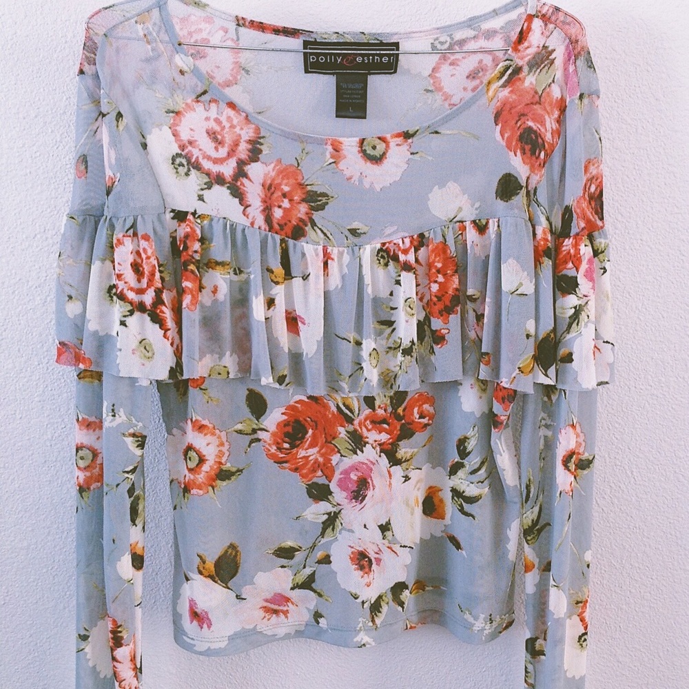 Sheer Floral Print Blouse